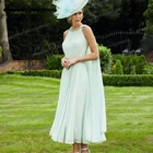 Элегантные платья до щиколотки для матери жениха с накидкой с драгоценным воротником шифоновое платье с рюшами для гостей свадьбы платье приемное платье