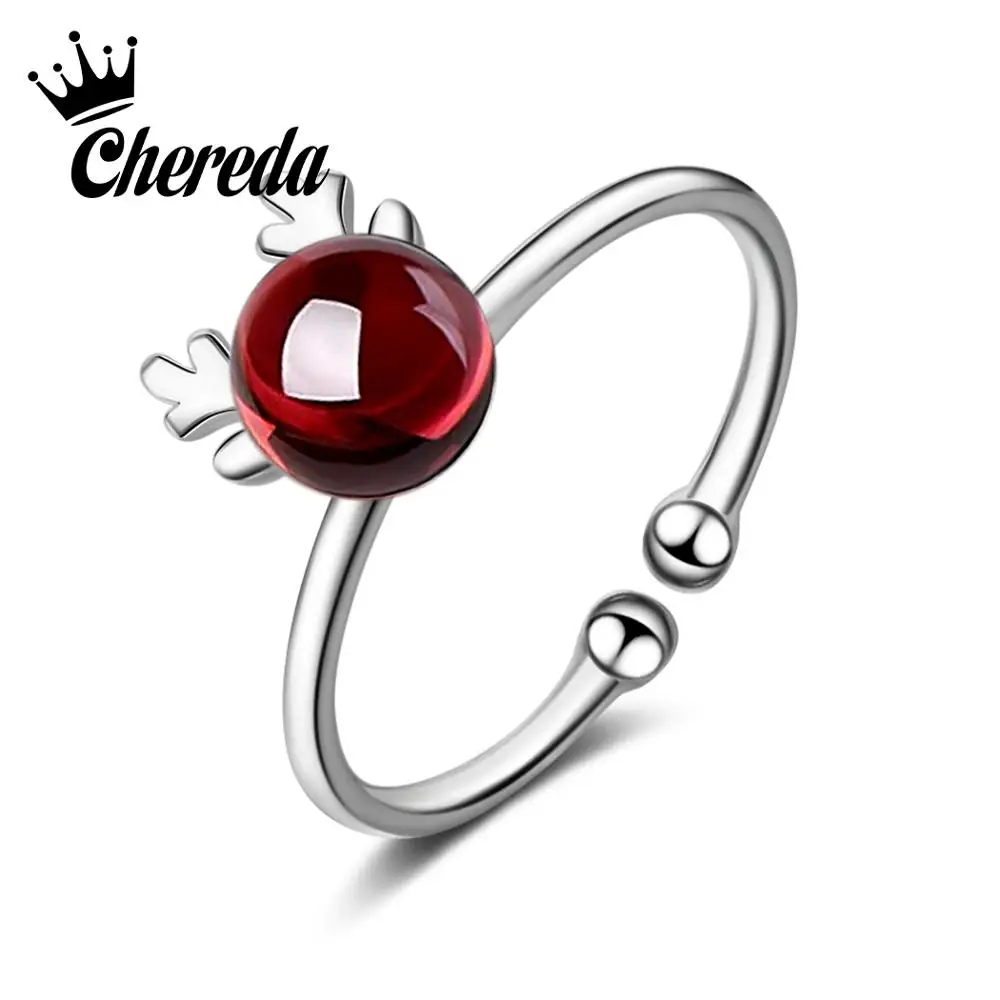Женское кольцо с красным оленем Chereda серебряное на костяшках из серебра 925 пробы