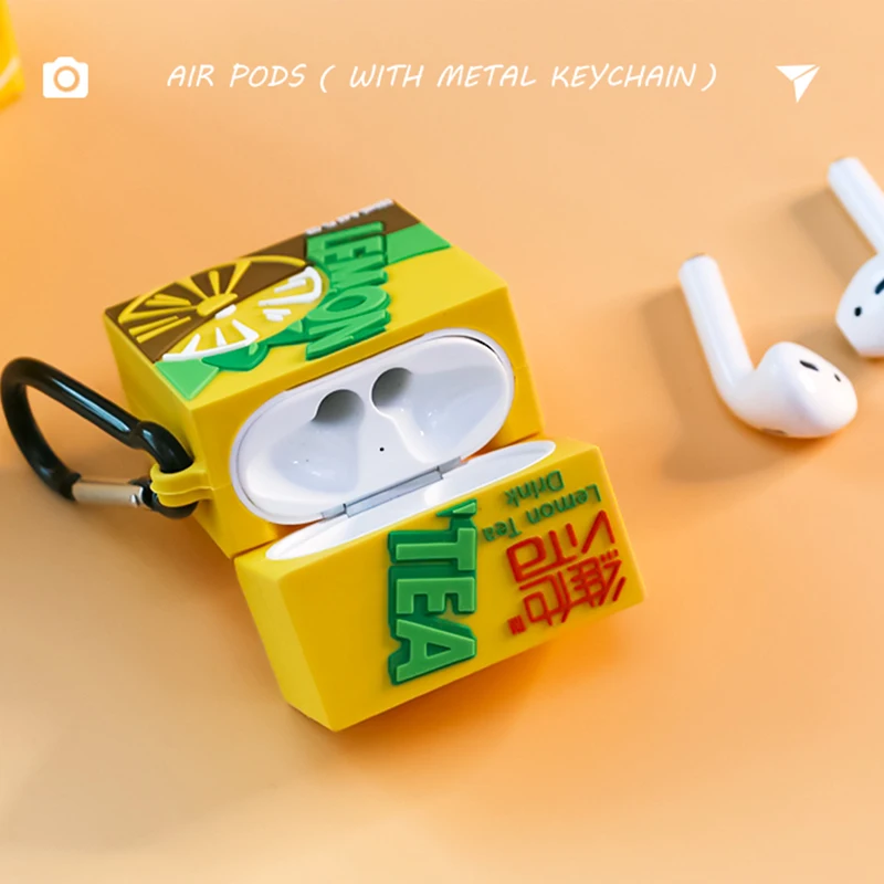 For Apple Airpods 2 1 Earphone Case Charging Funny Lemon Tea Drink Bag Cover Accessories | Электроника