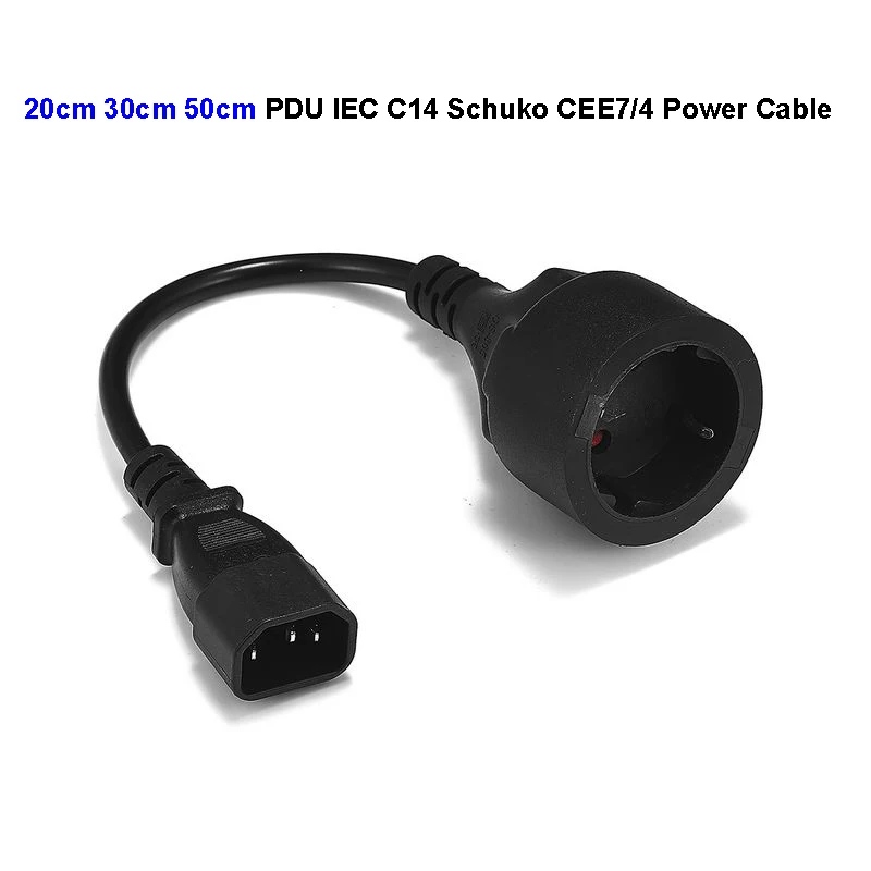 IEC 320 C14 в евро разъем Schuko Кабель питания PDU UPS кабель IEC C14 Schuko CEE7/4 удлинитель питания 20 см 30 см 50 см шнур питания
