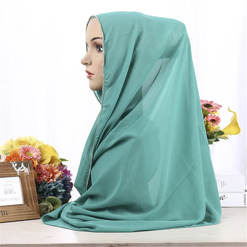 Мусульманский мусульманский хиджаб шифоновый шарф 23 Цвета женский платок новый