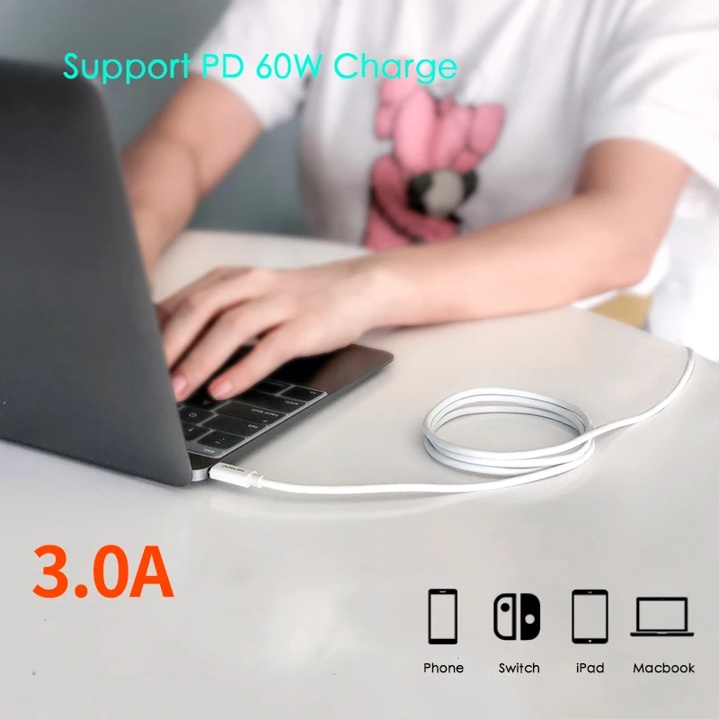 Кабель usb type C для usb type-C PD 60W QC3.0 3A кабель для быстрой зарядки и передачи данных для huawei samsung Galaxy S9 S10 Macbook air pro