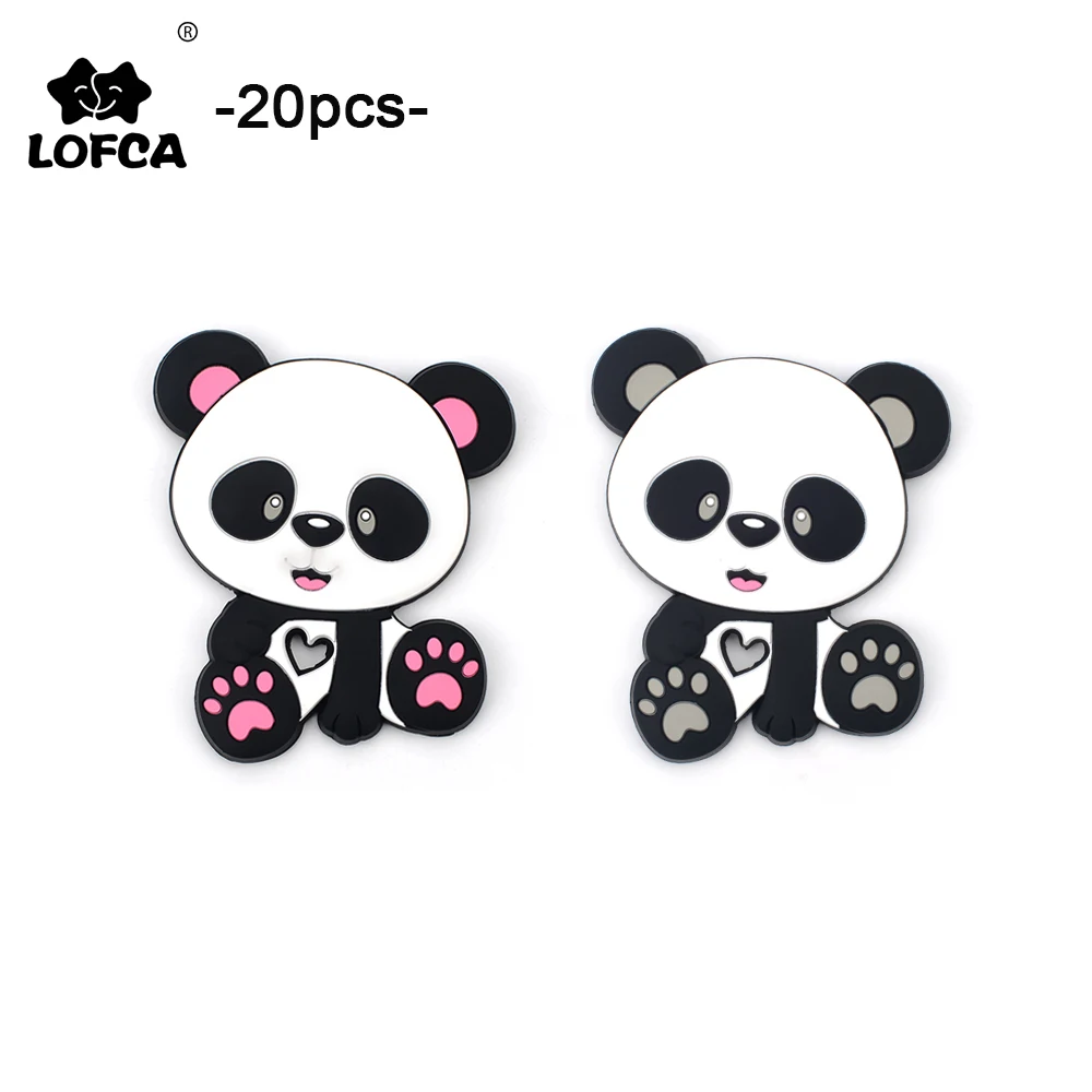 

LOFCA 20pcs Panda Teether Baby Silicone Teething Pendant Toys BPA Free Food Grade Silicone Teethers Baby Care Pacifier Chain DIY