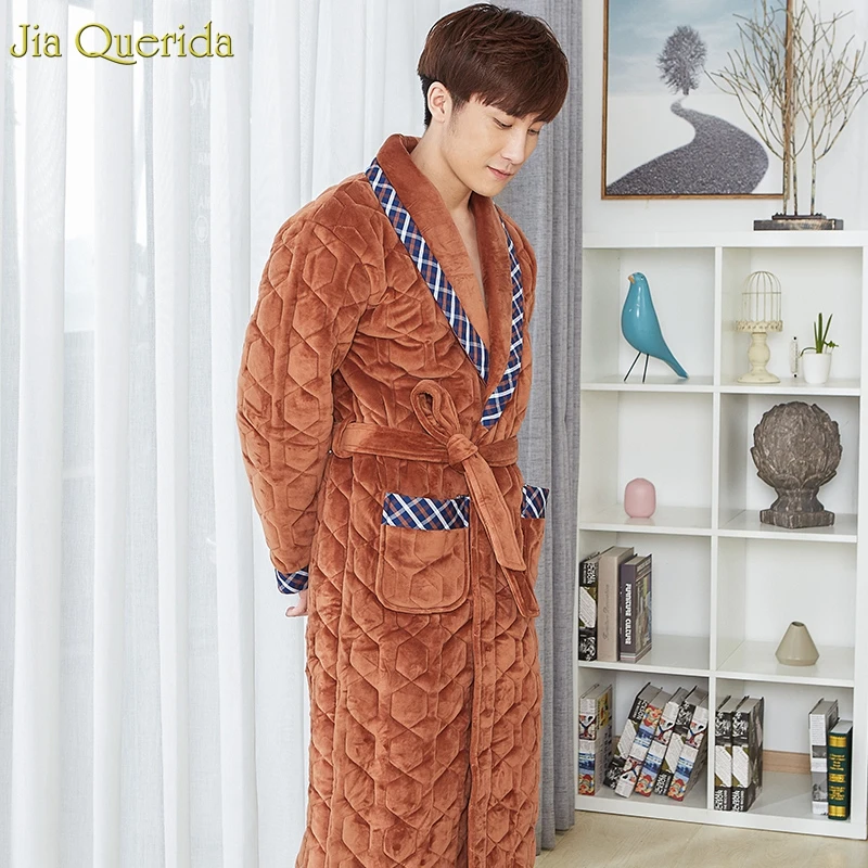 Длинная ночная рубашка для мужчин плюс размер бархатное кимоно банный халат