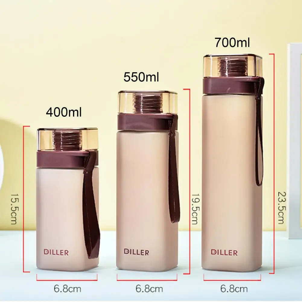 

Drinking water bottle easy to clean and portable handle square leak-proof outdoor office bottle personality square plastic cup