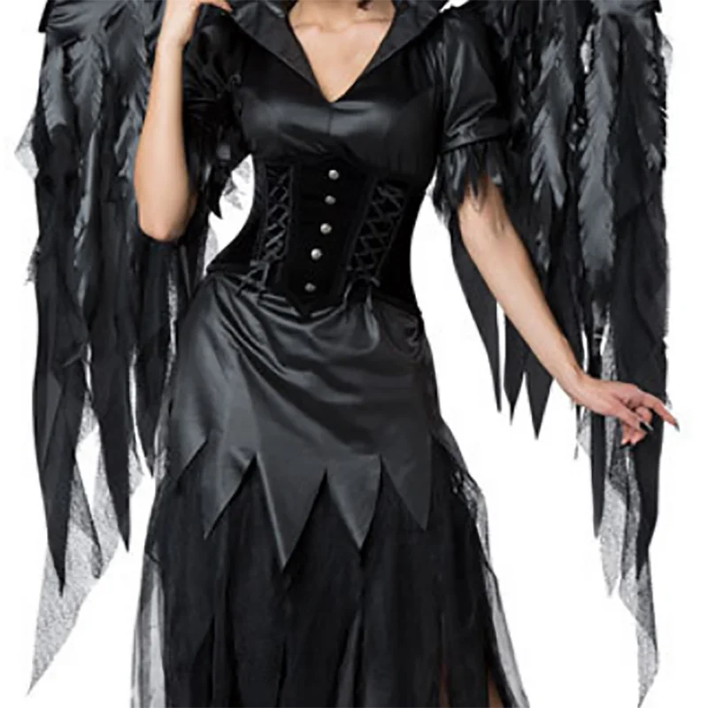 Новинка 2019 костюм для косплея Хэллоуина ролевых игр девушек Черный ангел
