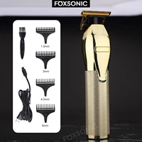 wahfox rechargeable barber hair clipper electric trimmer haircut for men gold metal barbershop shaving t blade trimming outline