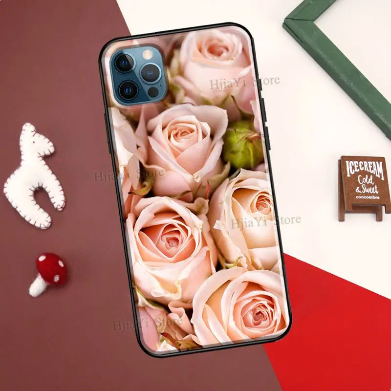 Pink Rose Flower Pattern Case For iPhone 8 7 Plus 6S SE 2020 XS Max X XR Fundas 11 12 13 Pro mini | Мобильные телефоны и