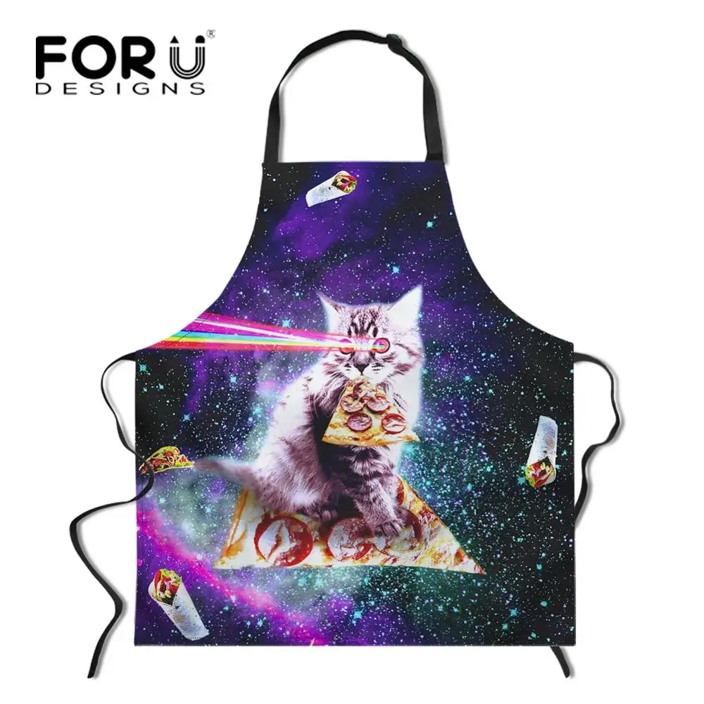 YY0111R FORUDESIGNS/Космический Galaxy Cat кухонный фартук в стиле унисекс Регулируемый поварский фартук без рукавов для приготовления барбекю - Цвет: YY0111R