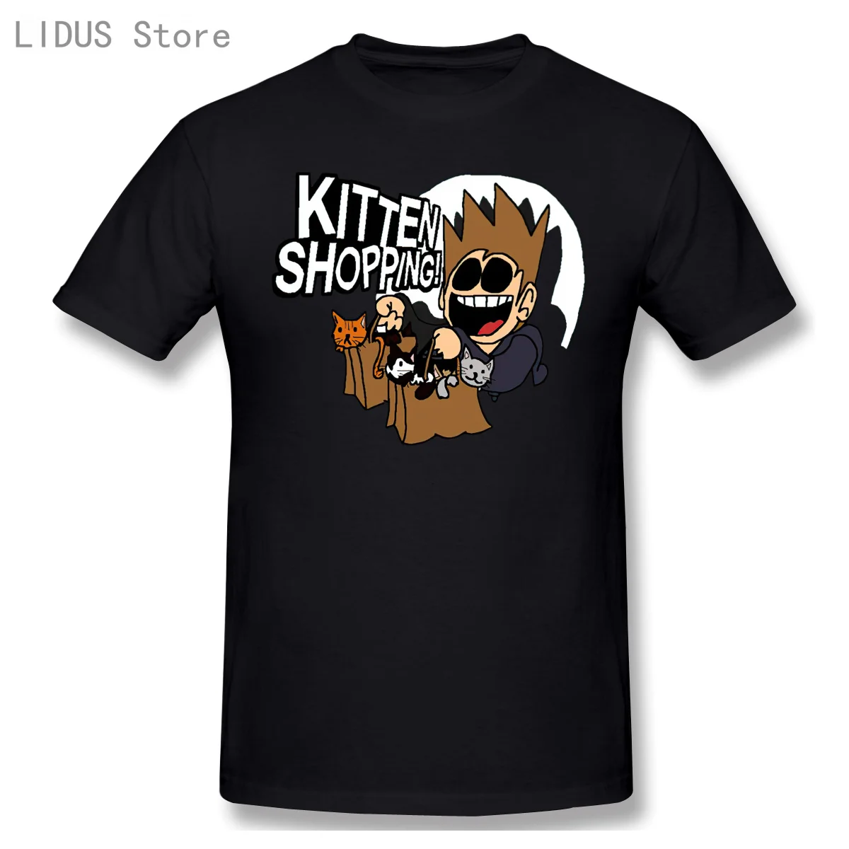 

Eddsworld Kitten Shopping Funny Short Sleeve Casual T-shirt Men Fashion O-neck 100% Cotton TShirts Tee Top