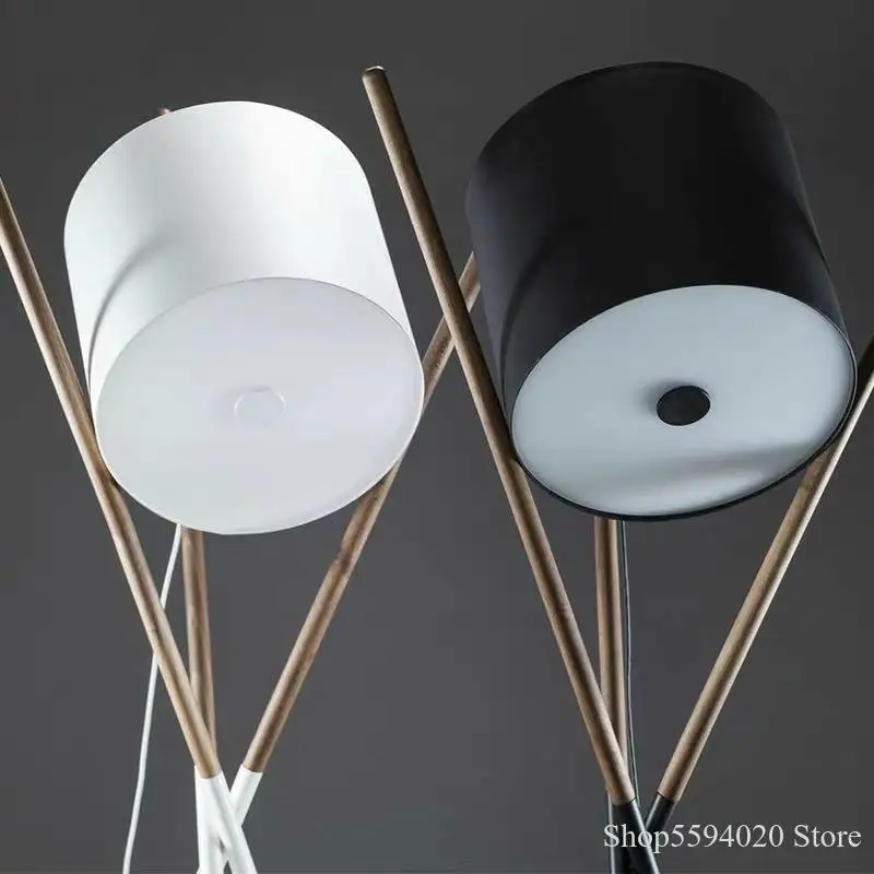Скандинавская светодиодная напольная лампа со штативом деревянные светодиодные