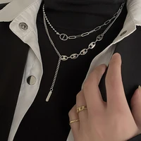 geometric chain double layer necklace for women men choker hip hop style fashion personality clavicle chain cool jewelry gifts