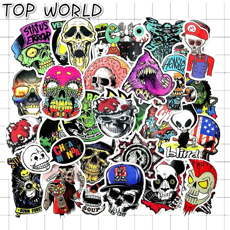 10/50pcs/set Terror Series Graffiti Skeleton Stickers For Diy Sticker On Travel Laptop Skateboard Guitar Popular Sticker