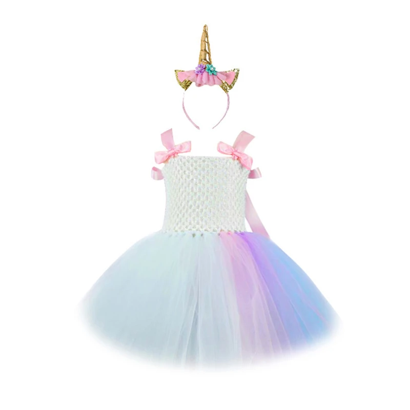 

Цветная юбка-пачка с единорогом, головной убор, пышная юбка, Хэллоуин, карнавал, Пурим, вечеринка, косплей костюм для детей, девочек