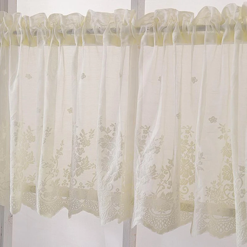 Modern Lace Jacquard Window Curtain Valance Hem Coffee Short For Kitchen Cabinet Door Bedroom Home Decor | Дом и сад