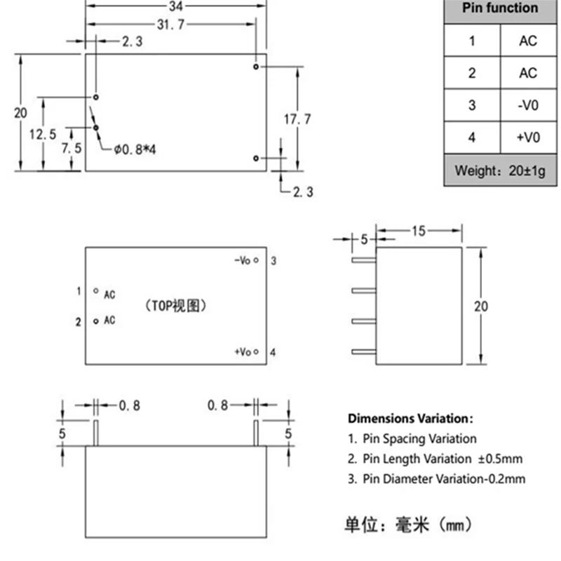 HLK-PM01 2 ./ AC DC 220V 5V 600mA        ()