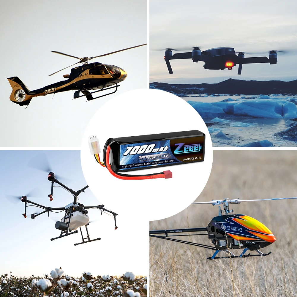 Zeee 11 1 V 100C 7000mAh 3S Lipo батарея Deans разъем с металлическими пластинами для RC