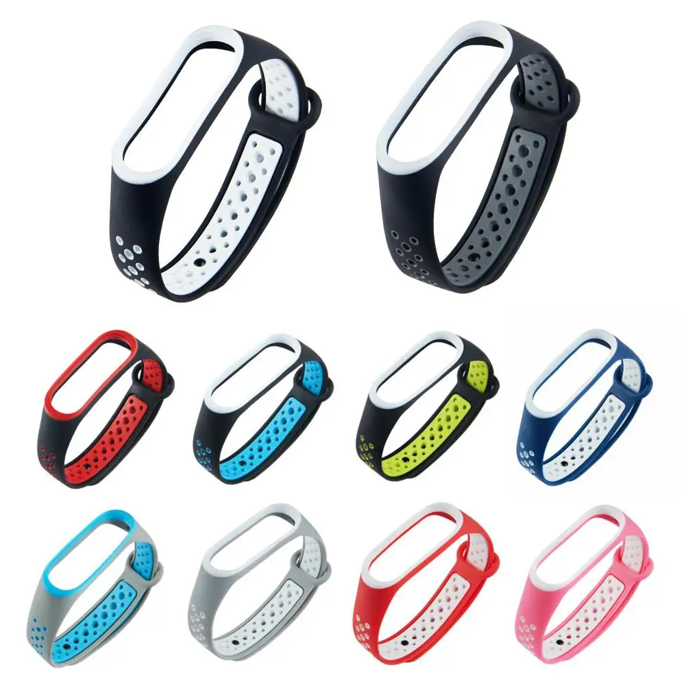 Для mi band 4 спортивный браслет сменный ремешок силиконовый двойной цвет дышащий ремешок для часов для Xiaomi mi band 4 mi band 3