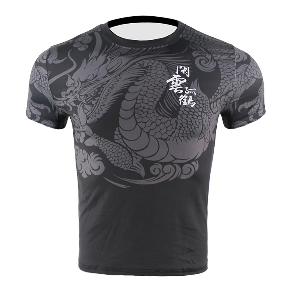 

Chinese Dragon Quick Dry Fighting MMA Jerseys Compression Kick Boxing Training T Shirt Tiger Muay Thai Jiu jitsu Sweatshirt Men