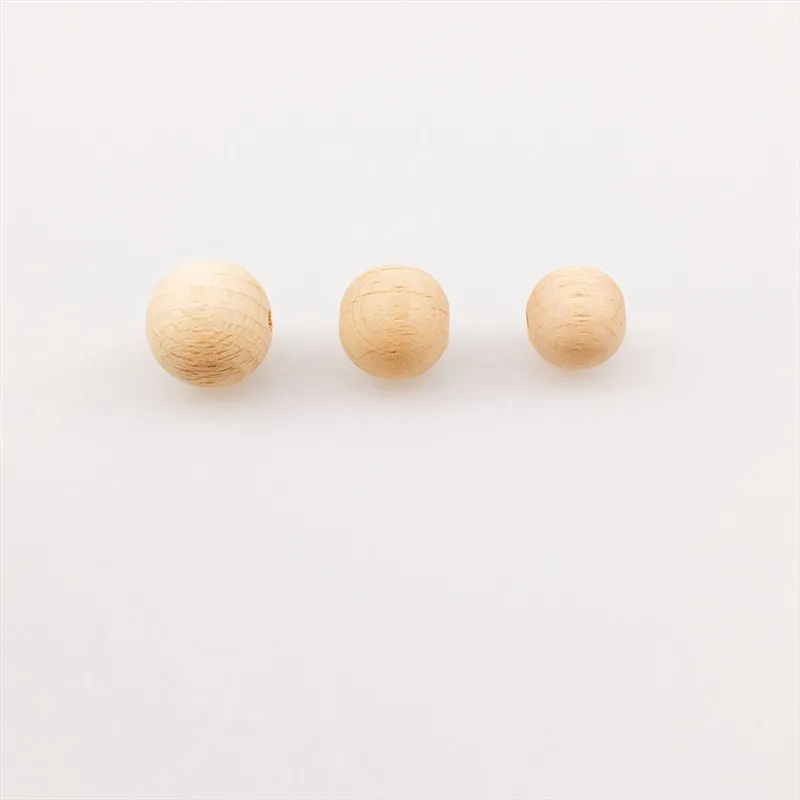 Cuentas redondas de madera de haya masticables, accesorios de joyer&iacute;a artesanal, mordedor para beb&eacute;, 8-20mm, respetuosas con el medio ambiente-5