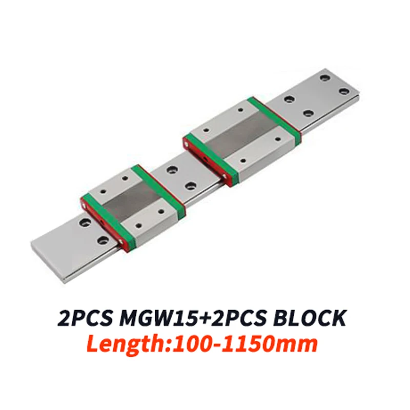 Линейная направляющая MGW15 2 шт. линейная L100 150 200 300 500 6001000 мм миниатюрная +