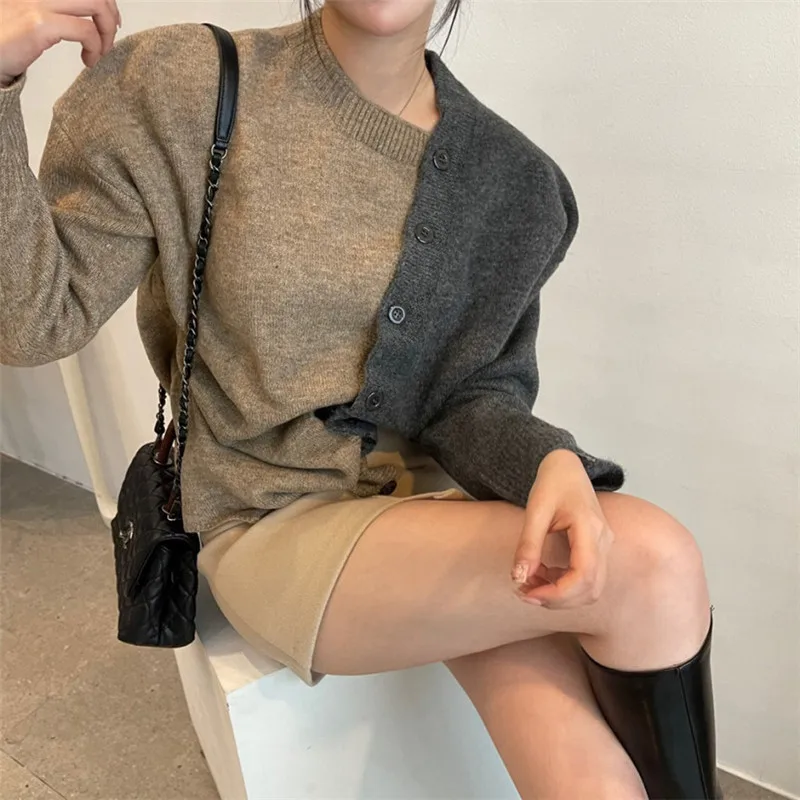 

Winter Chic Retro All-match Winter Knitted Sweater Elegant Fashion Hit Color Winter Jumpers With Belt 2020 Winter Fashion