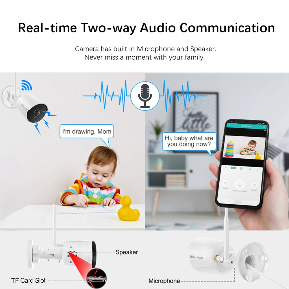 IP камера Techage беспроводная уличная Водонепроницаемая с поддержкой Wi Fi 1080P 2