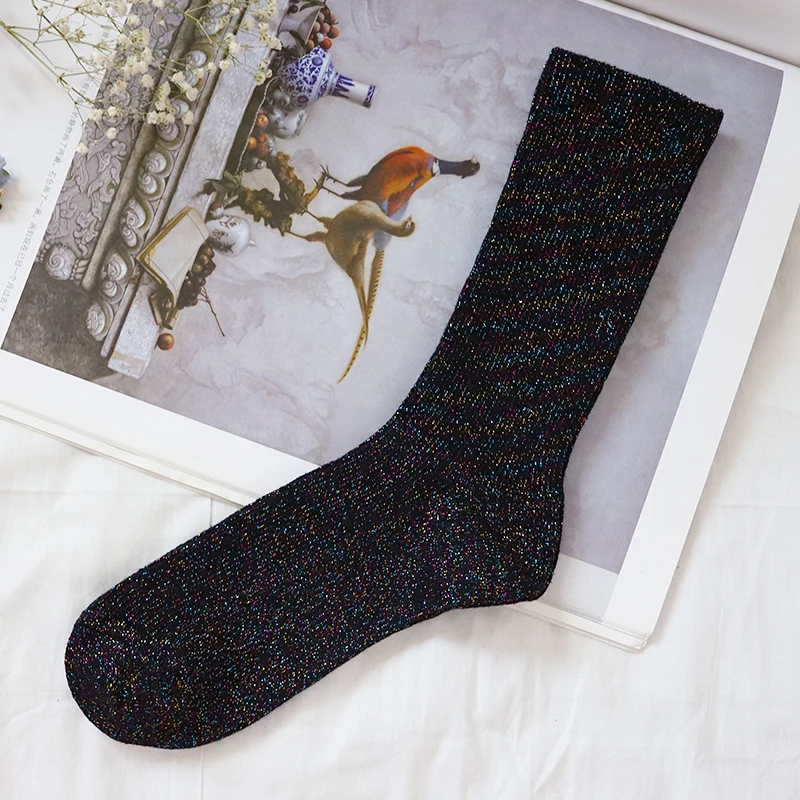 1 пара высококачественных модных женских носков золотистые и Серебристые