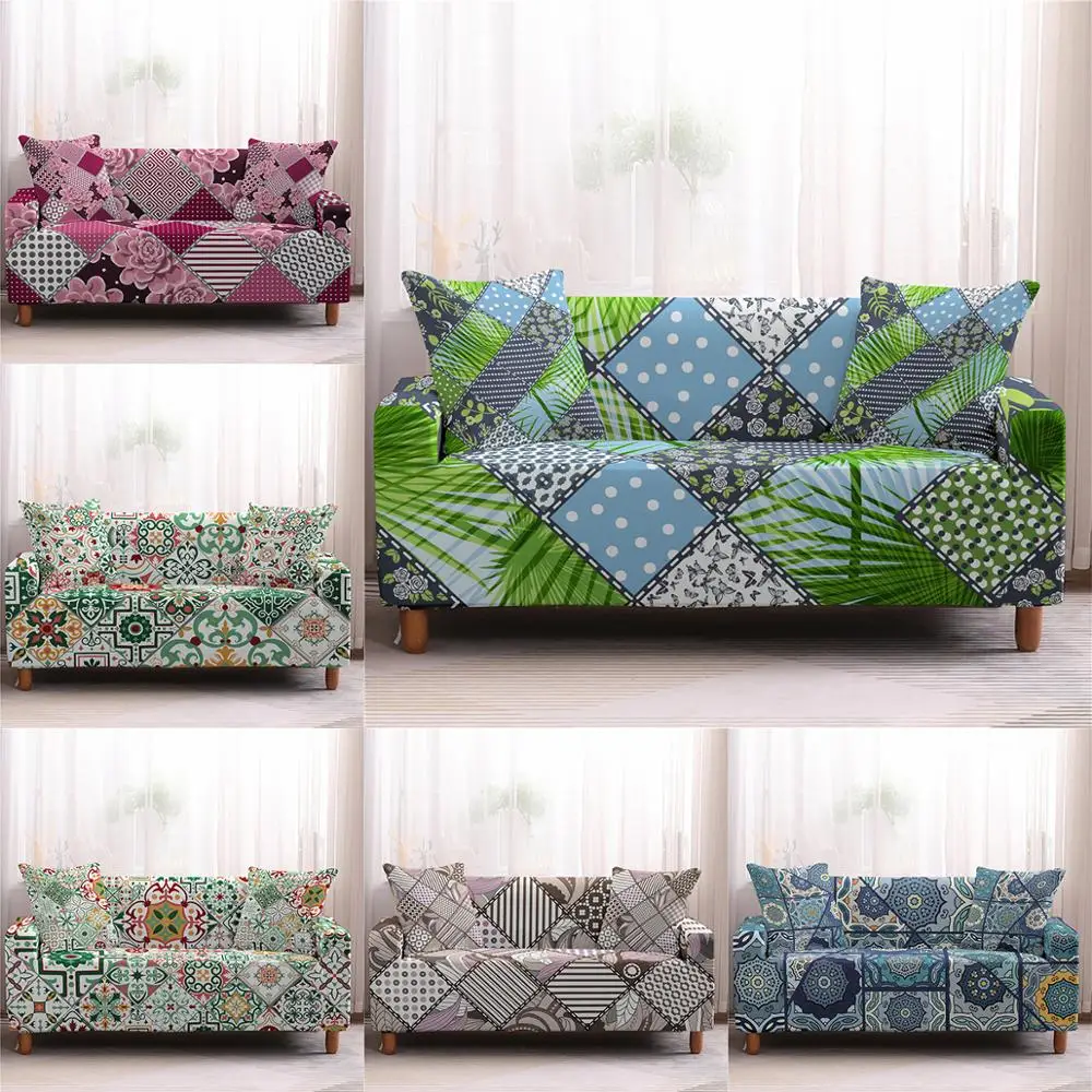 Эластичные Чехлы для дивана с цветочным принтом нескользящий чехол полностью