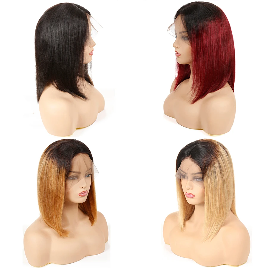 Мода леди 1b/27 Омбре бразильские кружева Закрытие парик 4x4 темный блонд