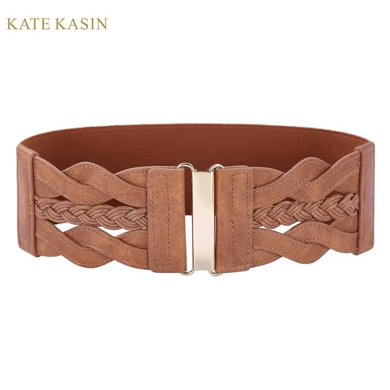 KK Модный женский плетеный пояс с эластичной лентой + из искусственной кожи для