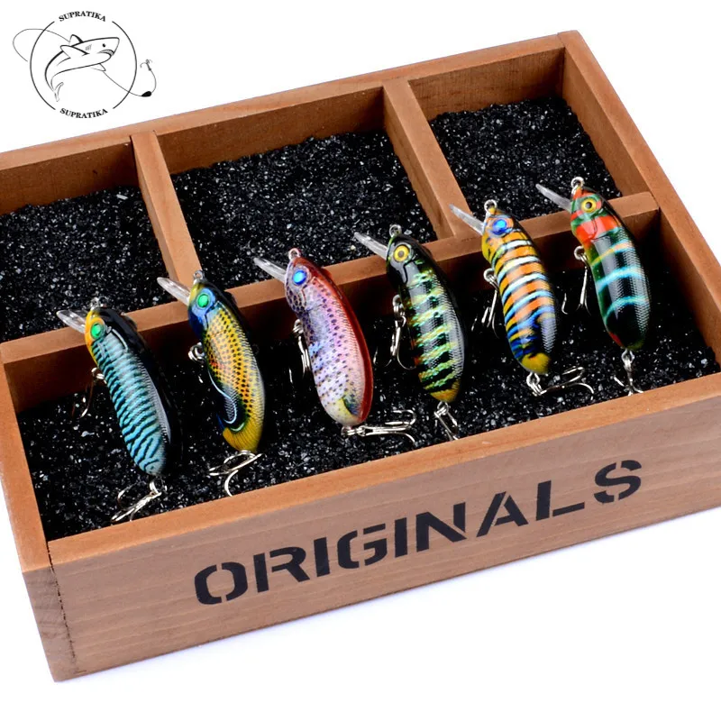 

6Pcs/Lot Wobblers Minnow Fishing Lures Bait With Hooks 6cm/9.7g Warcraft Artificial Hard Pesca Isca Gear For Ocean River