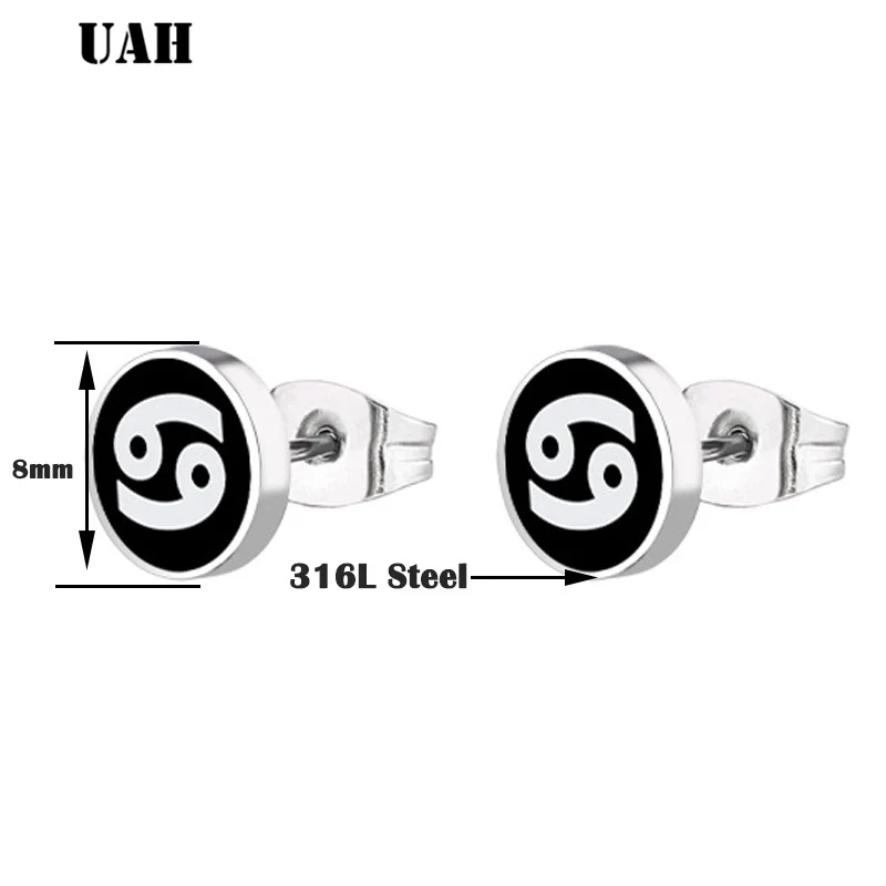 

UAH New Best selling NEW Women Fashion Simple Silver Black Stud Earring Punk Rock Retro Circle Earring Piercing