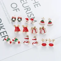korean version of the new creative christmas earrings simple santa claus tree elk earrings holiday gift earrings