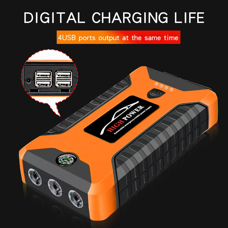 $62.72 99800mAh 4USB 12V Portable Car Jump Starter Multifunction Auto Car Battery Booster Charger Booster Emergency Power Device