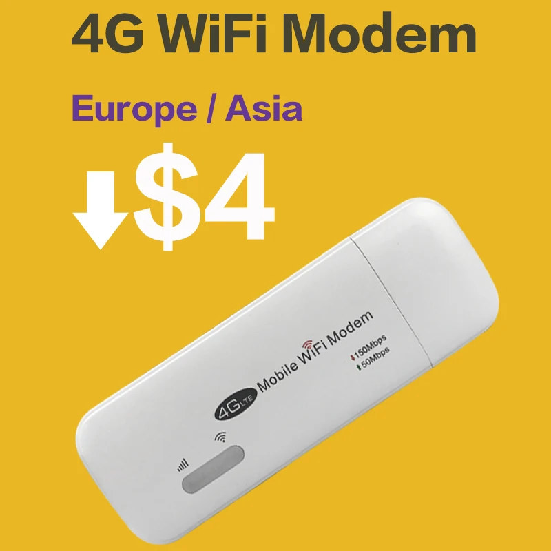 

Portable Dongle 4G Wireless Router Wifi Router with Sim Card Slot 150M Wi-Fi USB Modem Pocket Hotspot