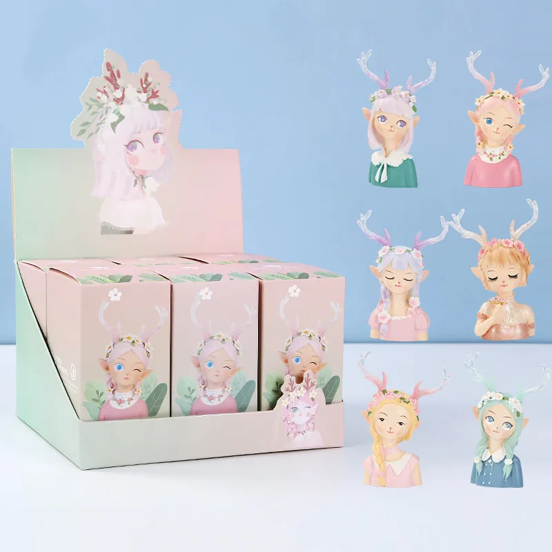 

Macaron Flower Deer Angel Girl Figurine Home Decor Accessories Cute Resin Art Craft Statue Desktop Model Friend Birthday Gifts