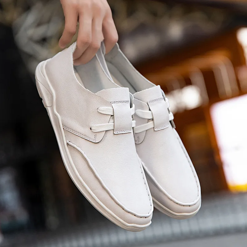 Модная мужская повседневная обувь Мокасины Черные лоферы Осенняя рабочая из