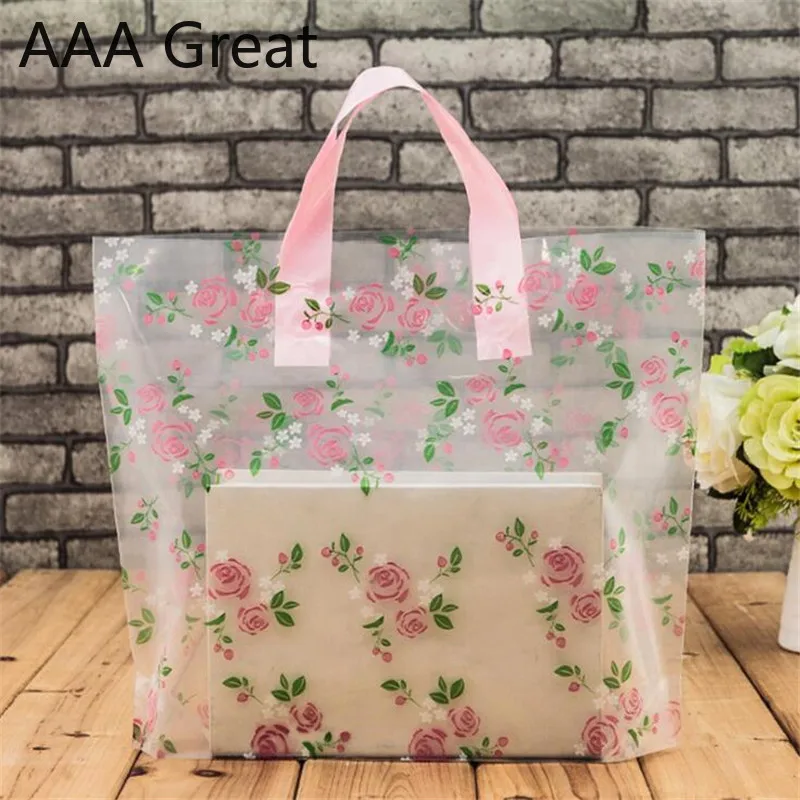 50 шт./лот подарочные пакеты с ручками сумки для магазина пластиковые мешочки