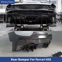 carbon fiber fiber glass rear bumper tail pipes for ferrari 458 v style car body kit