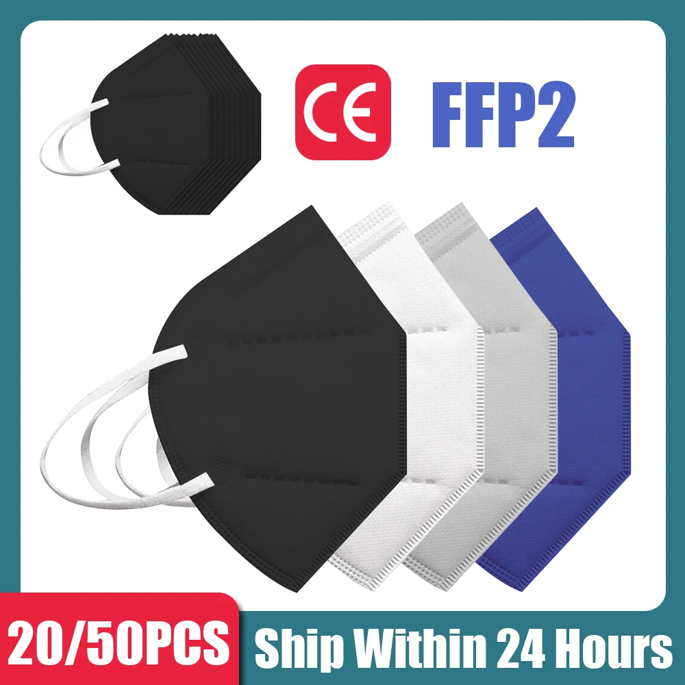 

20/50PCS ffp2 mascarillas fpp2 Black Mask ffp 2 masque ffp2mask Máscara negra masque noir preta maschera nera 20 50 pieces L