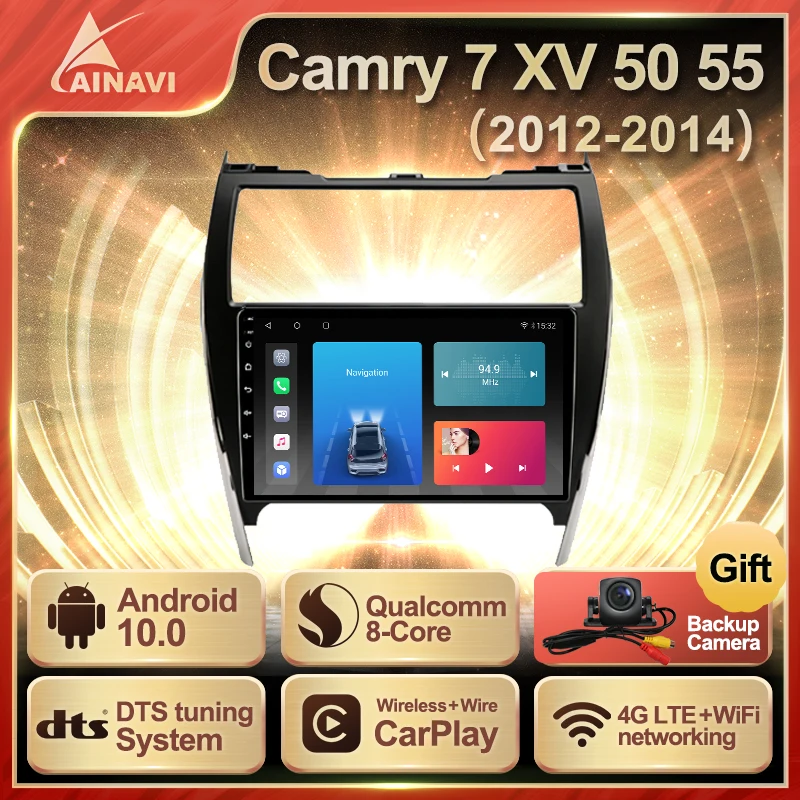Автомобильный радиоприемник Android 10 QLED для Toyota Camry 7 XV 50 55 US EDITION 2012 2014 автомобильный