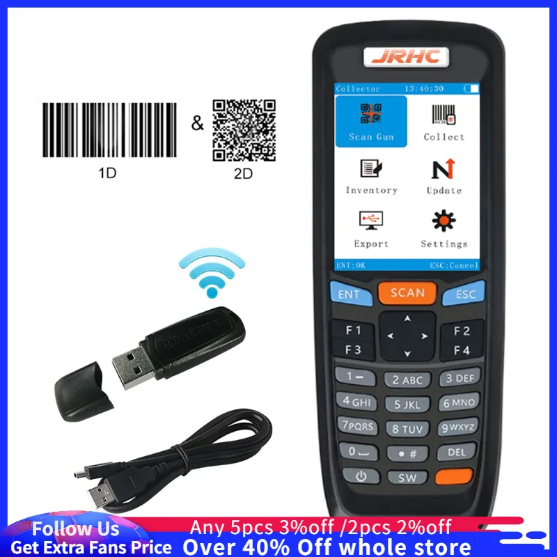 

Wireless Barcode Scanner 1D 2D QR Handheld Inventory PDF417 Scanners Data Collector PDY code Reader Windowsleitor codigo barry