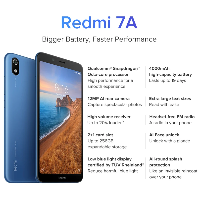 Глобальная версия Xiaomi Redmi 7A Redmi7A 2 ГБ 32 Snapdargon 439 восьмиядерный смартфон телефон 5 45