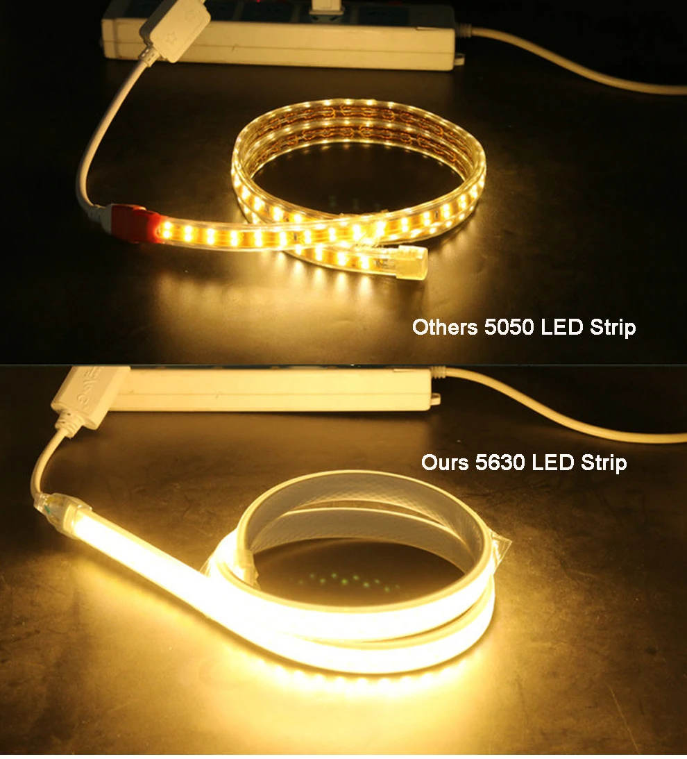 SMD 5630 Водонепроницаемый светодиодный лента 5730 Светодиодные ленты светильник 220V 180 светодиодный/м с Мощность plug белый/теплый белый м, 1 м, 2 м, 3 м, 4 м, 5 м, 6 м 7 м 10 м