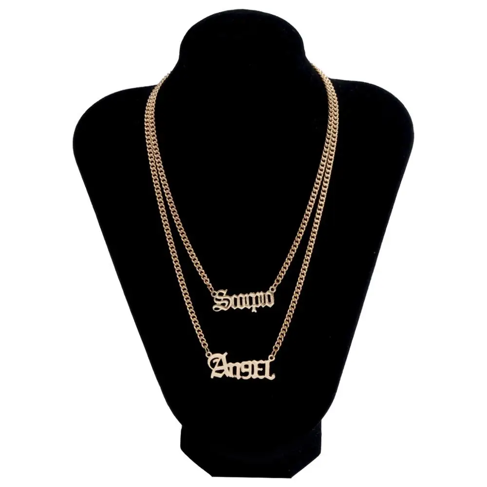 

Kpop Outfit Chains Choker Men Necklace Honey Angel Letter Pedant Collar Necklace for Women Chain on the Neck Chains Jewelry