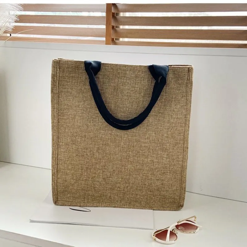 

Portable canvas bag large capacity women Korean student school bag fashion linen bag simple a4 file briefcase