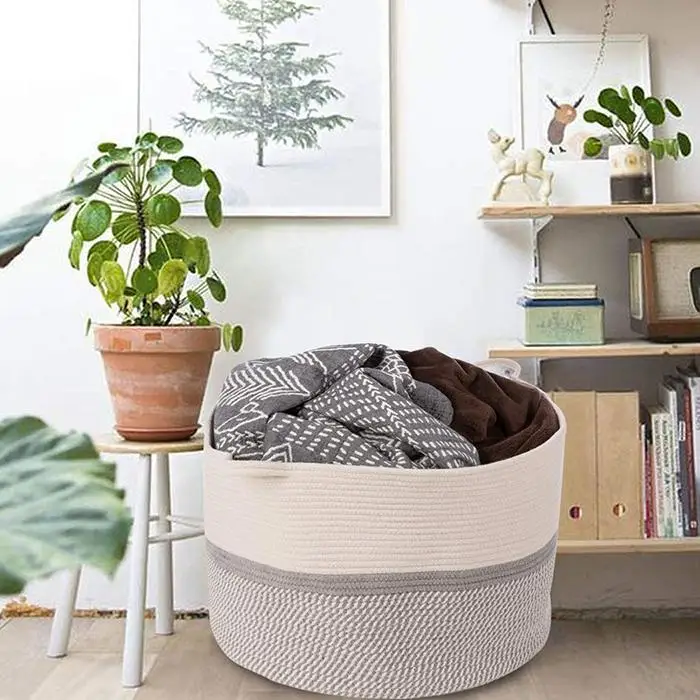 Multi-function Large Cotton Rope Woven Storage Basket for Clothes Toys | Дом и сад