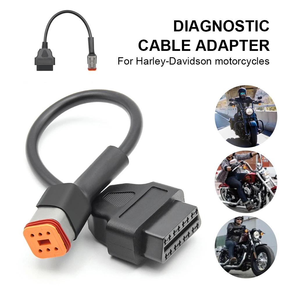 

new Motorcycle 6Pin To OBD2 Adapter OBD2 Diagnostic Scanner Adapter Cable ELM327 OBD Scanner For Davidson Motorcycle Accessories