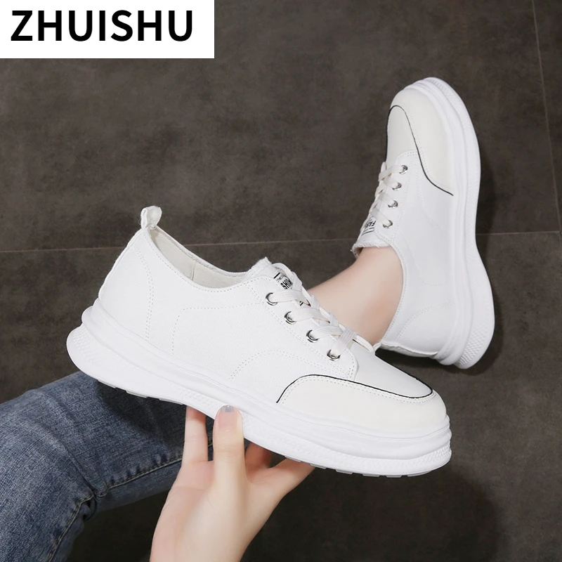 

2021 Fashion Women Canvas Sneakers Spring New Comfortable Women Casual Shoes Lace Up Round Head Asakuchi Small White Shoes